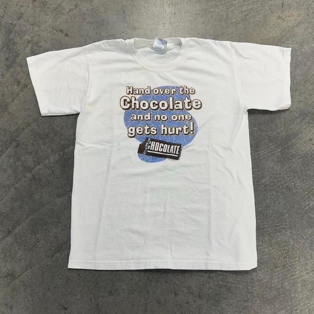 Vintage Hersheys Chocolate White Tshirt Short Sleeve Graphic Promo Medium